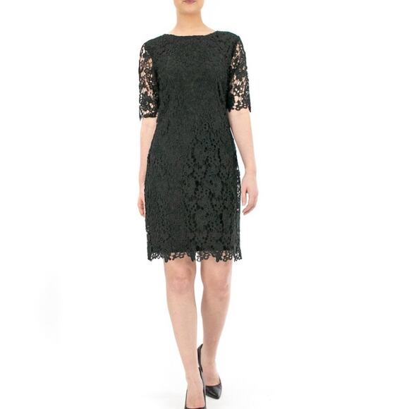 Ronni Nicole Dresses & Skirts - Ronni Nicole Lace Lined Short Sleeve Shift Dress Size 10 NWT Black